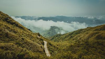 Mountains road aerial view 4k wallpaper