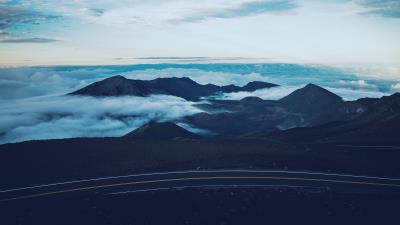 Mountains road clouds sky 4k wallpaper