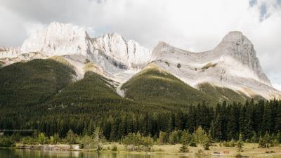 Mountains rocks lake pc 4k wallpaper