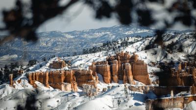 Mountains rocks snow 4k wallpaper