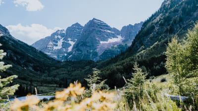 Mountains rocks trees 4k wallpaper