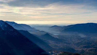 Mountains sky mist 4k wallpaper