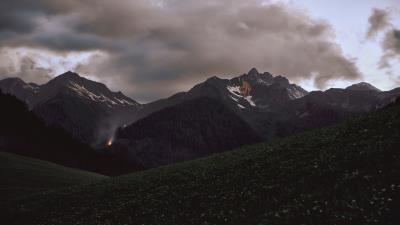 Mountains slope forest 4k wallpaper