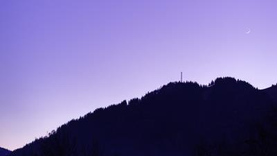 Mountain trees twilight 4k wallpaper