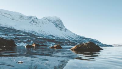 Mountain water stones 4k wallpaper