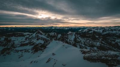 Mountains snow aerial view image 4k wallpaper