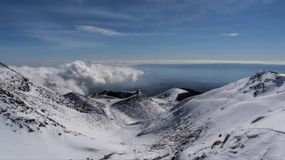 Mountains snow clouds pic 4k wallpaper