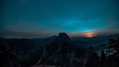 Mountains starry sky hill 4k wallpaper