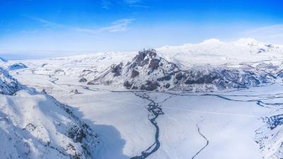 Mountains streams snowy 4k wallpaper