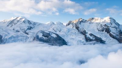 Mountains summit snow clouds 4k wallpaper