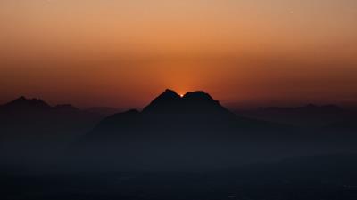 Mountains sunset fog picture 4k wallpaper