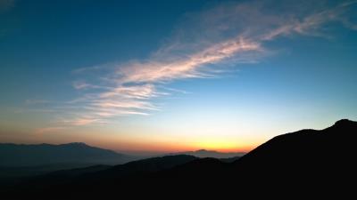 Mountains sunset horizon 4k wallpaper