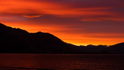 Mountains sunset skyline sky 4k wallpaper