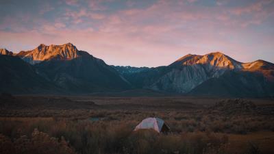 Mountains tent camping 4k wallpaper