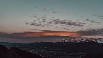 Mountains valley city 4k wallpaper