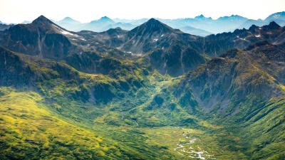 Mountains valley grass 4k wallpaper