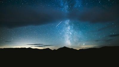 Nebula mountains night 4k wallpaper