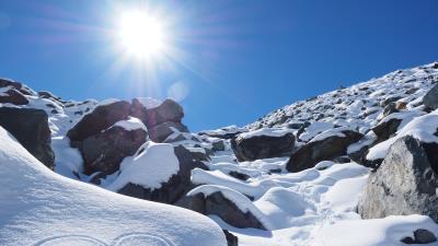 New zealand mountains snow sky sunlight 4k wallpaper