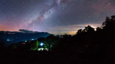 Night stars landscape 4k wallpaper