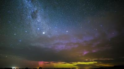 Northern lights space starry sky 4k wallpaper