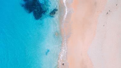Ocean shore top view 4k wallpaper