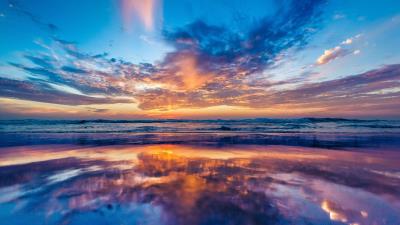Ocean sky sunset beach 4k wallpaper