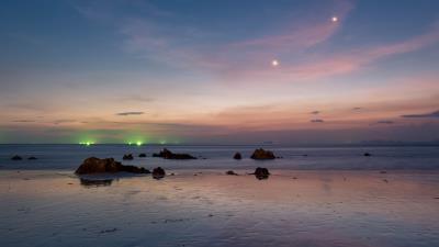 Ocean sunset coast 4k wallpaper