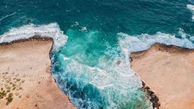 Ocean surf aerial view image 4k wallpaper