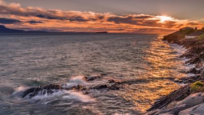 Ocean surf sunset 4k wallpaper