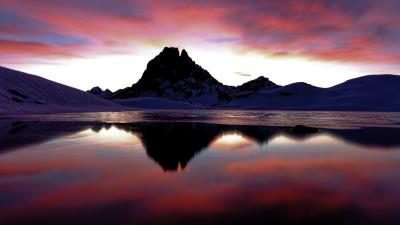 Peak silhouette sunset 4k wallpaper