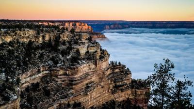 Peak summit ridge cliff sea 4k wallpaper