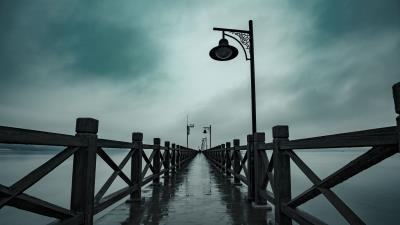 Pier fog moisture 4k wallpaper