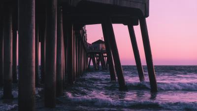 Pier waves sea 4k wallpaper