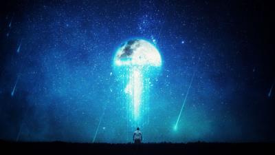 Planet moon starry sky 4k wallpaper