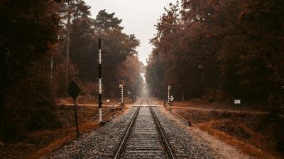 Railroad rails autumn 4k wallpaper