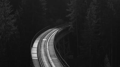 Railway rails bw 4k wallpaper