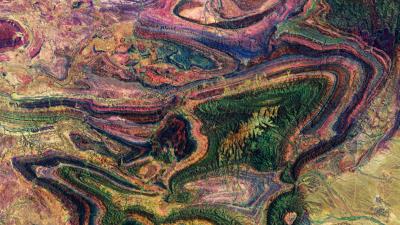 Relief mountains aerial view 4k wallpaper