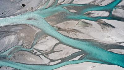 River aerial view branched 4k wallpaper