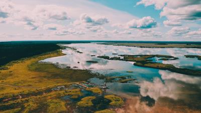 River aerial view landscape image 4k wallpaper