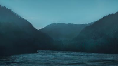 River fog twilight 4k wallpaper