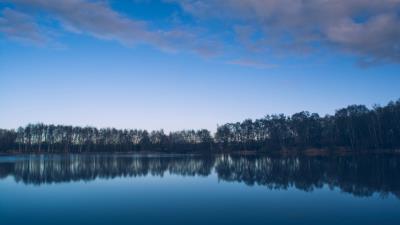 River lake trees reflection 4k wallpaper