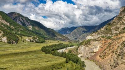 River mountains winding 4k wallpaper