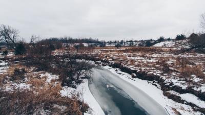 River winter ice snow 4k wallpaper