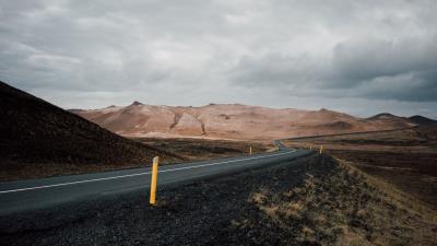 Road asphalt mountains marking 4k wallpaper