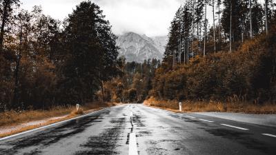 Road asphalt wet image 4k wallpaper