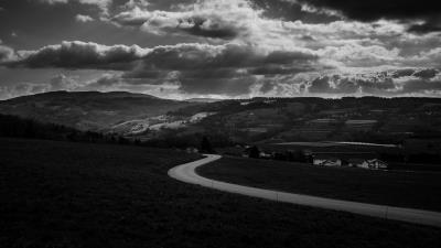 Road bw turn 4k wallpaper