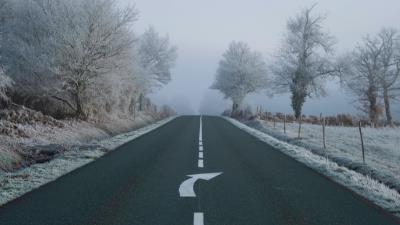 Road fog asphalt image 4k wallpaper