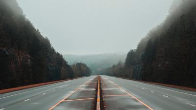 Road fog marking 4k wallpaper