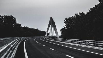 Road marking bw 4k wallpaper