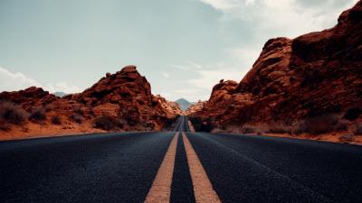 Road marking desert 4k wallpaper